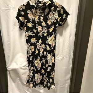Express Black Floral Midi Dress